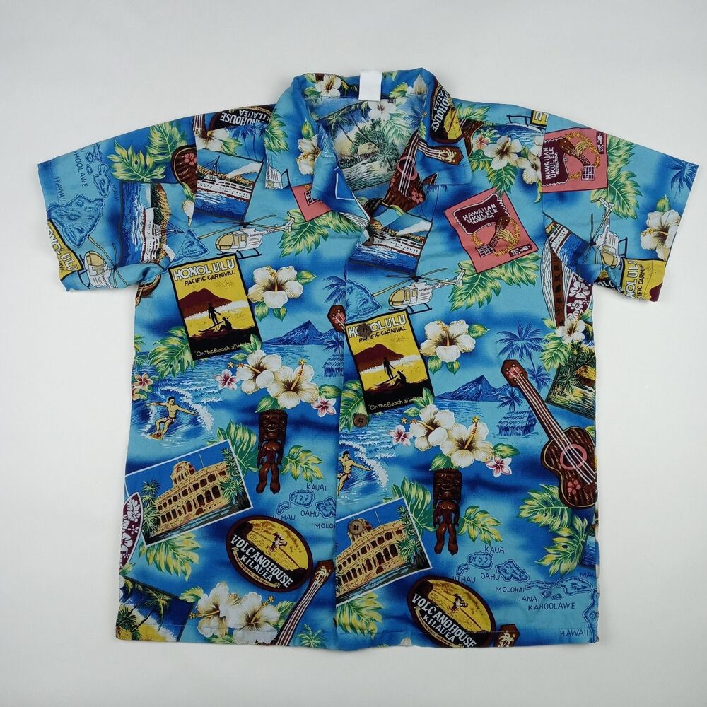 Palmwave Hawaii Aloha Hawaiian Shirt Kids Boys Size XL Button Up Tropical